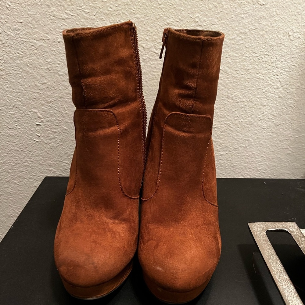 Target Brown Heeled Boots Suede Ankle